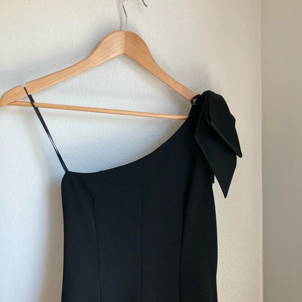 Eliza J One Shoulder Big Bow Maxi Formal Dress Black 4 - Picture 7 of 8